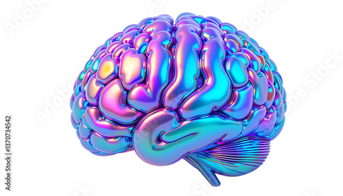 Iridescent 3D Brain Icon png