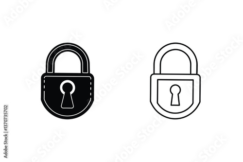Padlock Icons Security, Privacy, Protection, Access, Safety, Lock, Keyhole, Closed, Outline, Filled
