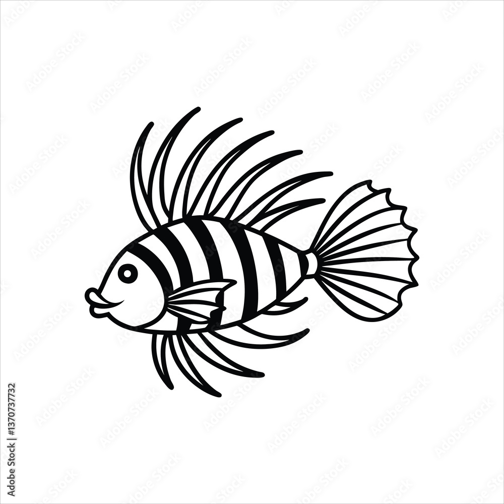 Obraz premium Lionfish Dynamic Line Art for Branding