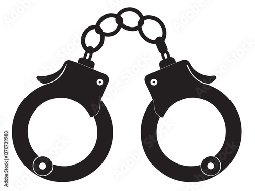 handcuffs black silhouette vector, black and white silhouette, vector and illustration isolated on white background, 