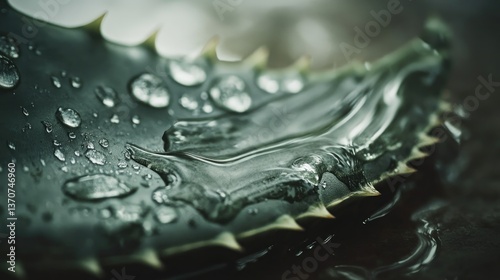 Macro Photography: Dew Drops on Aloe Vera Leaf