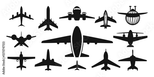Decorative Aircraft Silhouettes Vector Collection