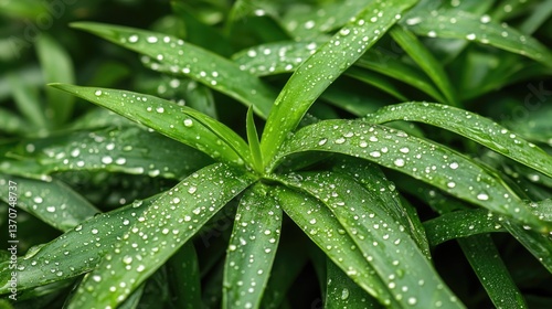 Dew Drops on Lush Green Leaves: A Close-Up Nature Photography