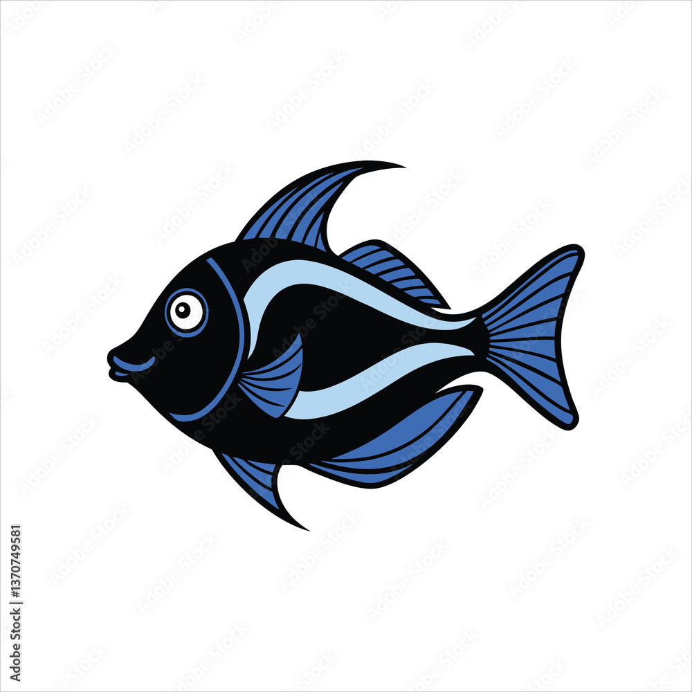 Fototapeta premium Stylized Blue Tang Fish Icon in Motion Vector