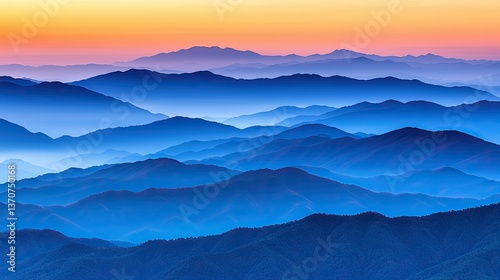 Mountain range sunrise view nature landscape photography tranquil environment serene atmosphere