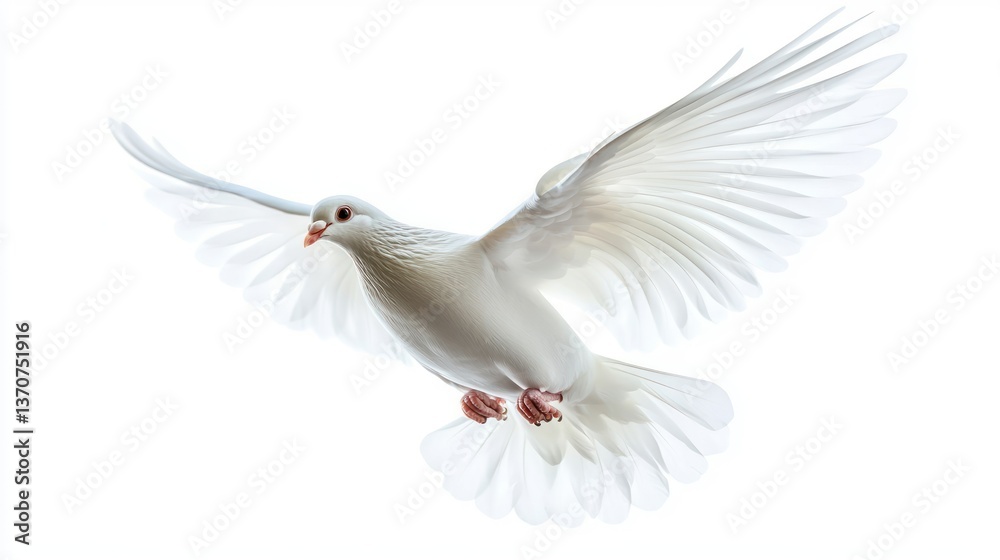 Obraz premium Isolated White Dove in Flight