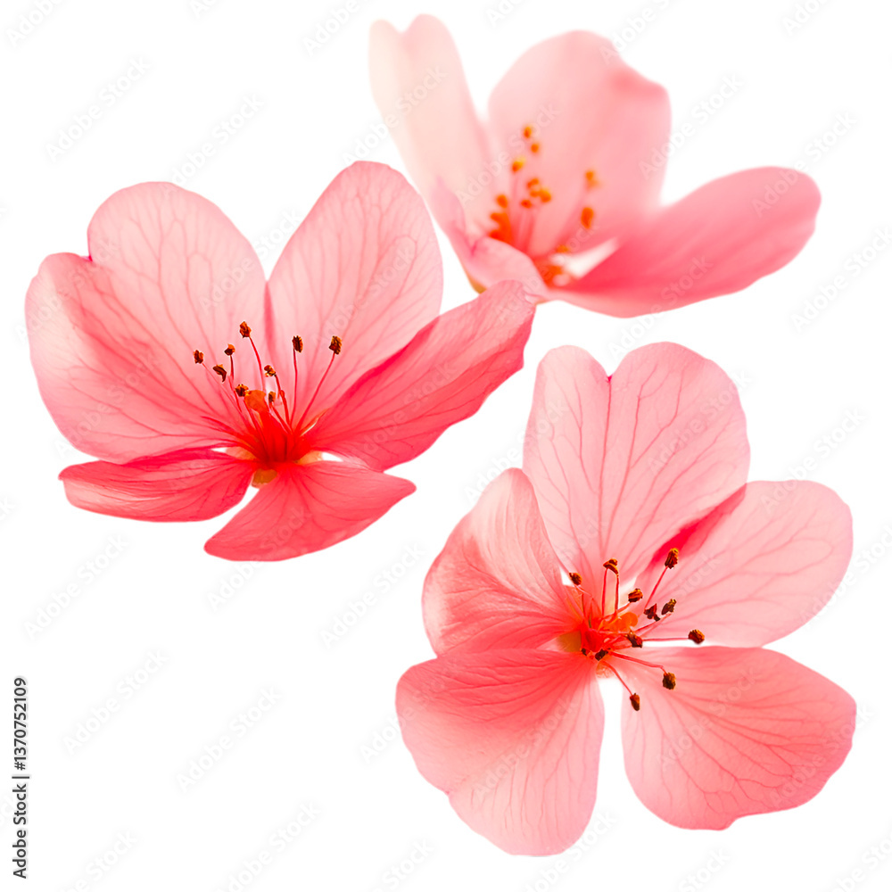 Three Pink Flowers Delicate Petals Soft Bloom Three Pink Flowers Delicate Petals Soft Bloom