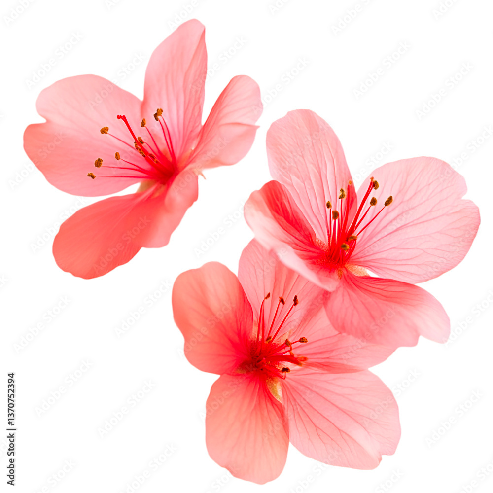 Three Delicate Pink Flowers Isolated on Black Background Three Delicate Pink Flowers Isolated on Black Background