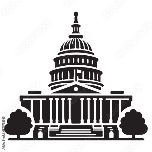 Capitol Building Silhouette Vector Illustration of Landmark Architecture