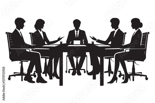 Business Meeting Silhouette Vector Collaboration and Teamwork Illustration