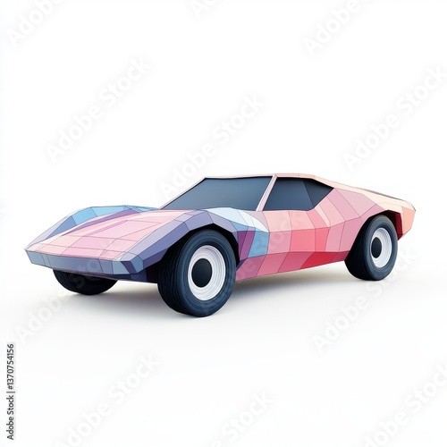Stylized Abstract Polygonal Car Design in Vibrant Geometric Colors with Modern Aesthetic