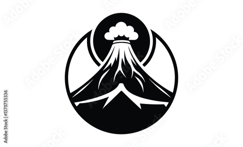 Volcanic eruption icon silhouette, volcanic eruption vector illustration 