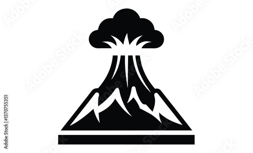 Volcanic eruption icon silhouette, volcanic eruption vector illustration 