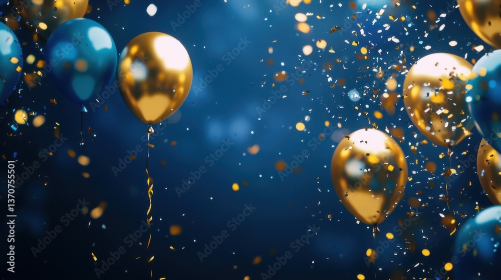 Fototapeta premium Colorful balloons and confetti create a festive atmosphere during a celebration
