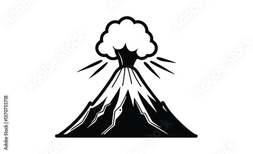 Volcanic eruption icon silhouette, volcanic eruption vector illustration 