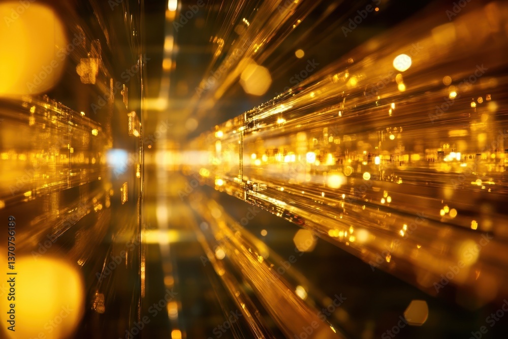 Golden light reflections create a mesmerizing tunnel effect in an abstract composition Golden light reflections create a mesmerizing tunnel effect in an abstract composition