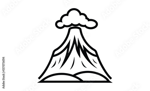 Volcanic eruption icon silhouette, volcanic eruption vector illustration 