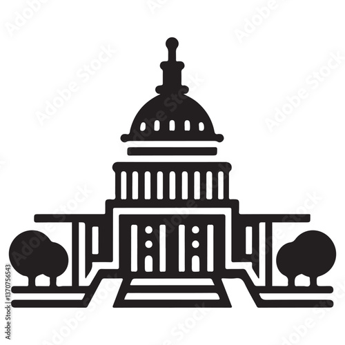 Iconic US Capitol Building Illustration Vector Symbol of Democracy