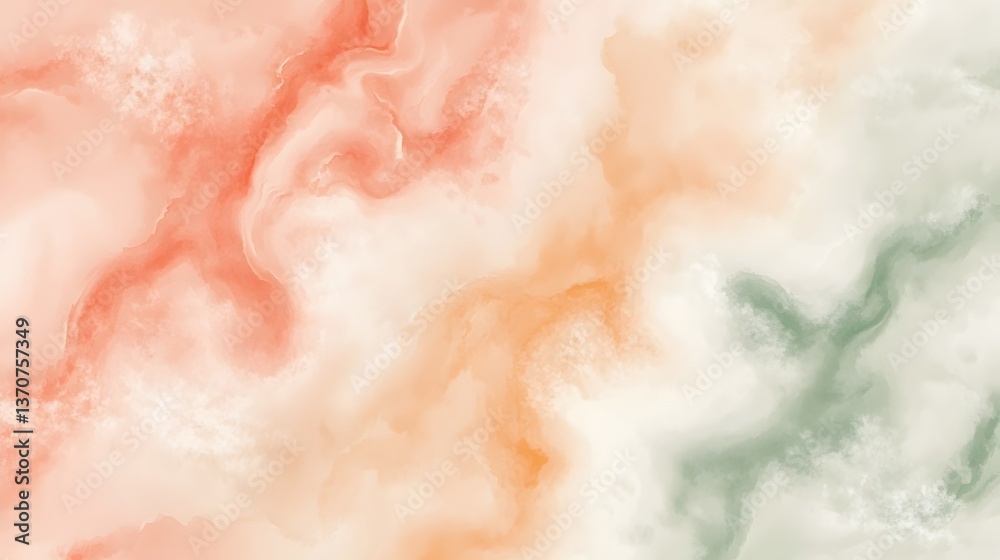 Fototapeta premium Abstract Watercolor Background Peach Green Orange