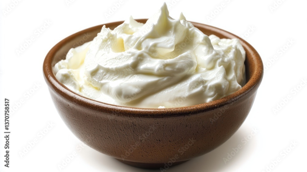 Fresh Greek yogurt isolated on a white background Fresh Greek yogurt isolated on a white background