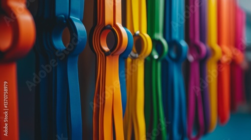 Colorful Rows of Vibrant Zippers Hanging in a Contemporary Workshop Environment