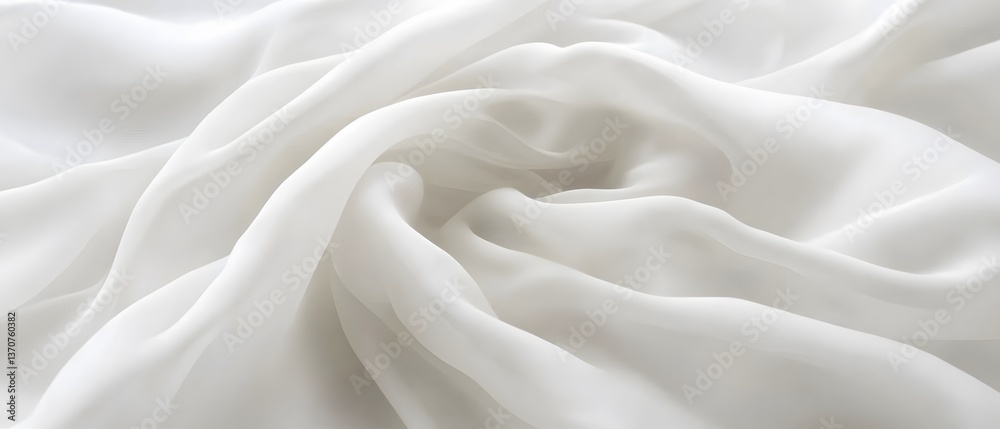 Fototapeta premium Elegant White Silk Fabric Drape Texture Background