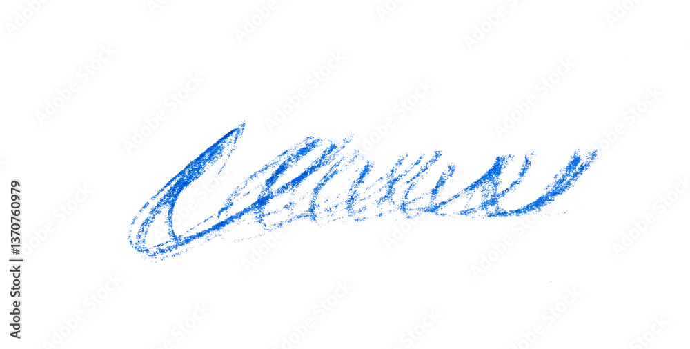 Fototapeta premium curly blue pencil stroke on transparent background