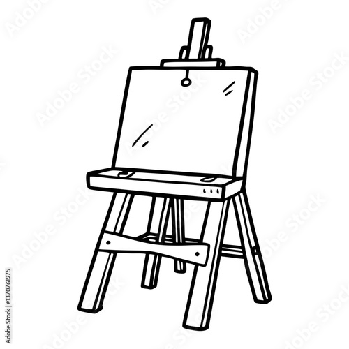 Simple Line Art Drawing of Artist's Easel for Creative Projects and Art Design