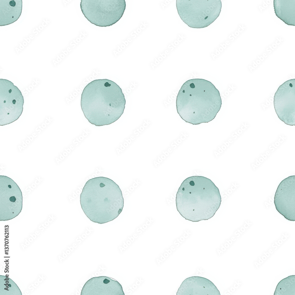 Textile Seamless Pattern Watercolor dotted pattern with muted green circles on white background Textile Seamless Pattern Watercolor dotted pattern with muted green circles on white background