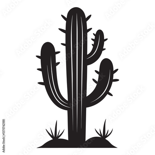 Cactus desert black silhouettes,large pack of vector silhouette design,white background