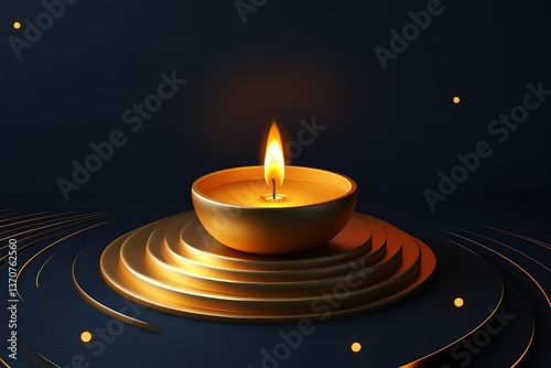 Happydiwali rule of third festival banner gold indian candle without text
