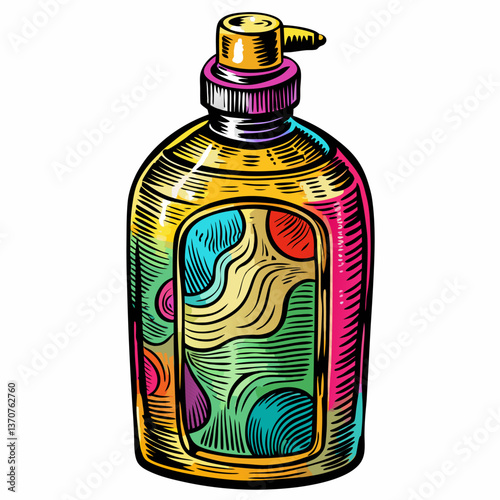Colorful Retro Hand Soap Dispenser  with Abstract Patterns
