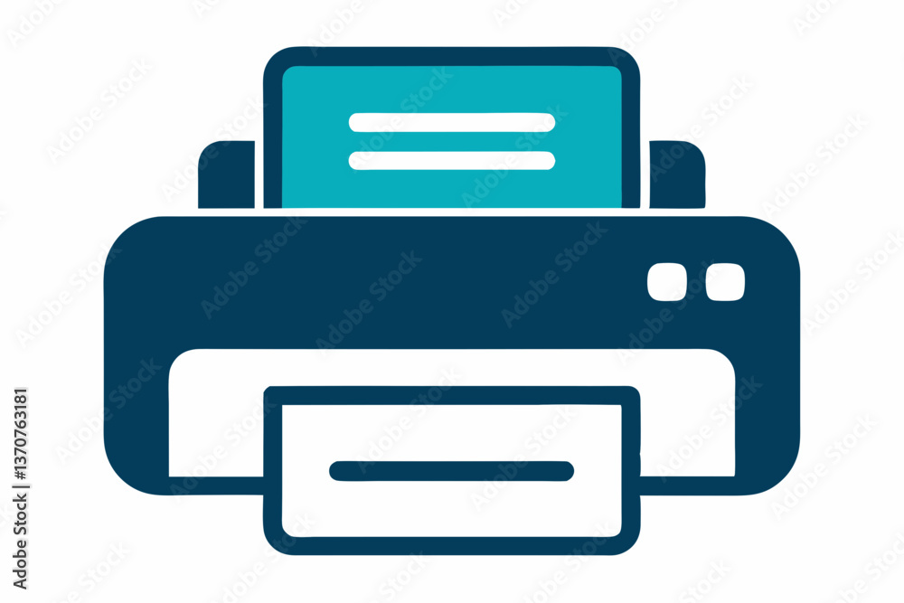Vector printer icon illustration, a glossy button symbol for office printing Vector printer icon illustration, a glossy button symbol for office printing