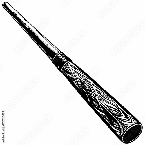 Vintage Smoking Pipe Illustration Ornate Design in Black and White