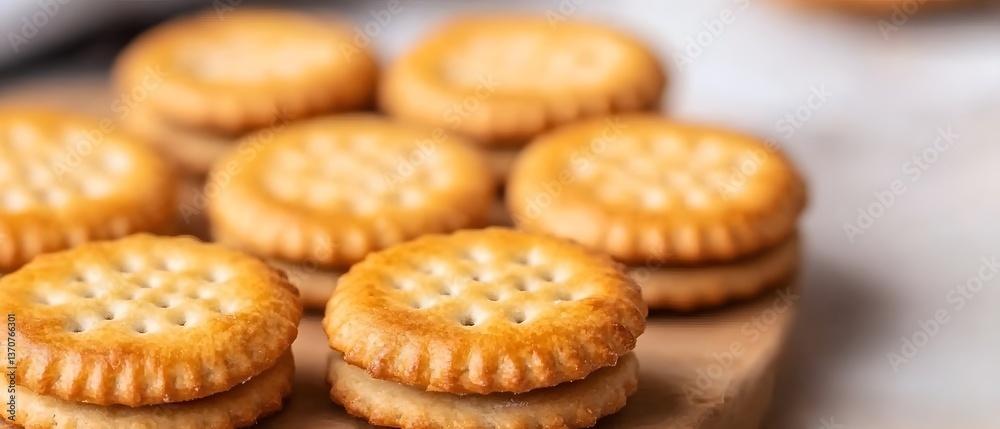 Delicious Golden Crackers Sandwich Sweet Cookies Snack Food Delicious Golden Crackers Sandwich Sweet Cookies Snack Food