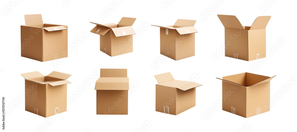 Transparent or PNG Image of Cardboard Boxes in Various Sizes and Shapes, Some Open and Some Closed Transparent or PNG Image of Cardboard Boxes in Various Sizes and Shapes, Some Open and Some Closed