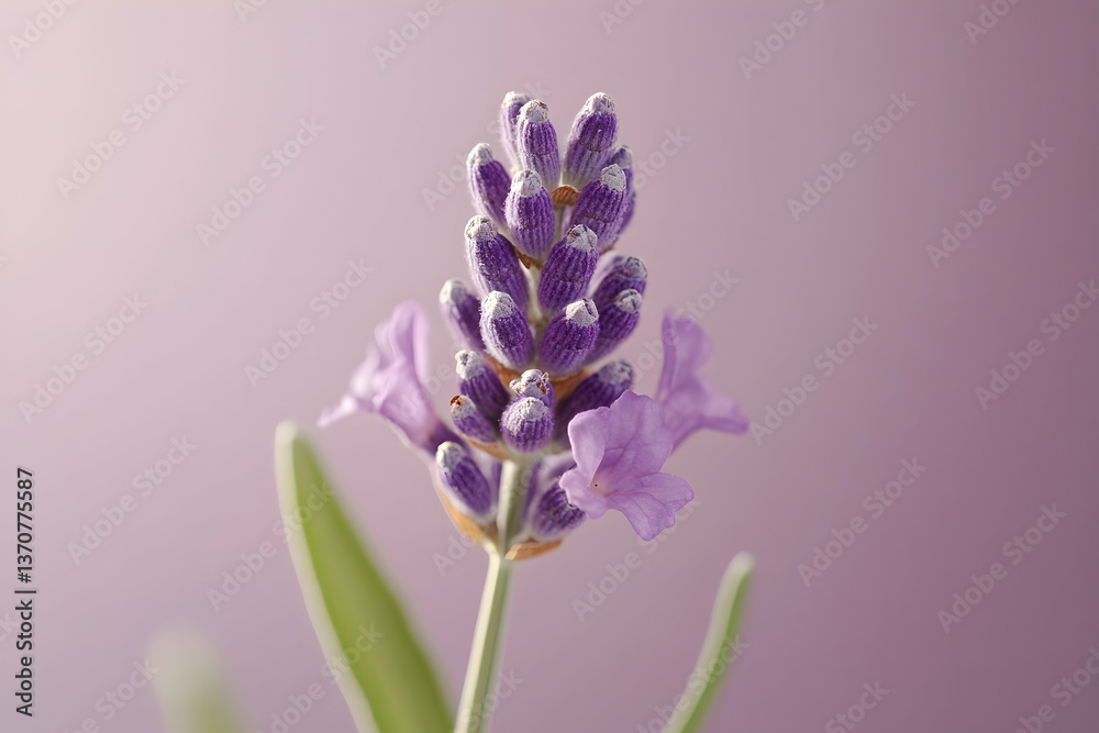 A close up shot showing a lavender flower in bloom A close up shot showing a lavender flower in bloom