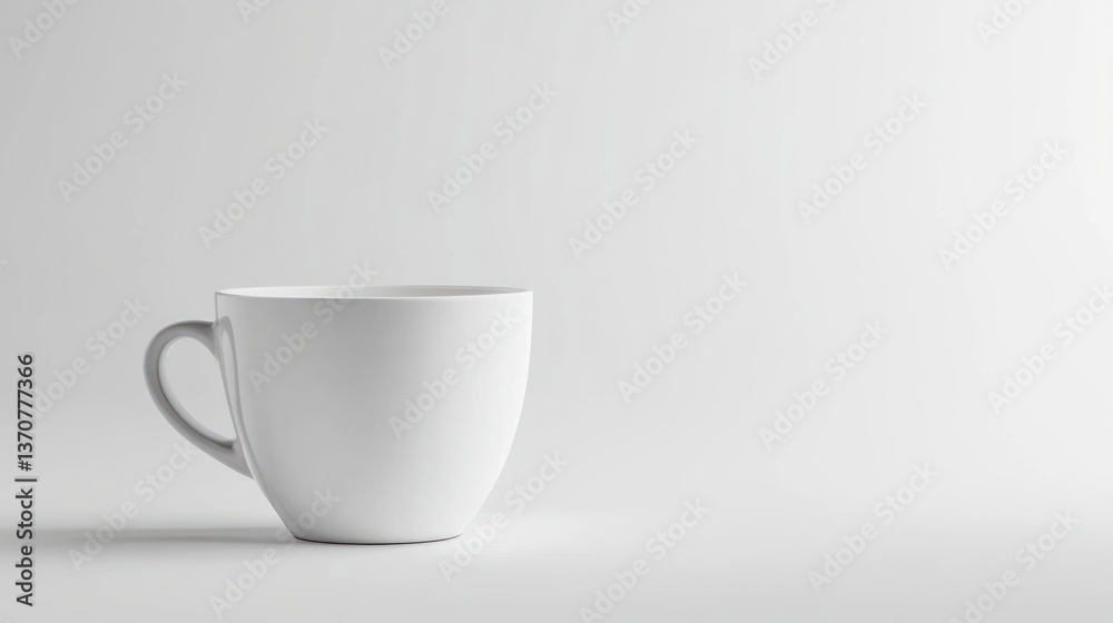 Fototapeta premium Single White Coffee Cup Mockup Isolated on White