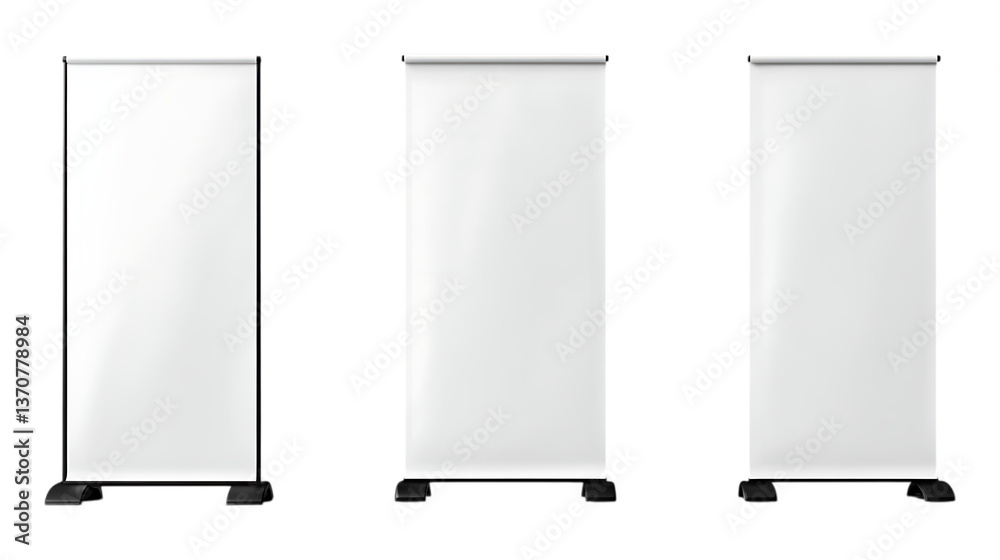 Transparent or PNG Image of Blank Roll-Up Banner Stands with White Displays Transparent or PNG Image of Blank Roll-Up Banner Stands with White Displays