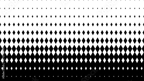 Geometric pattern of black diamonds on a white background.Seamless in one direction.Option with a short fade out.Transition in black