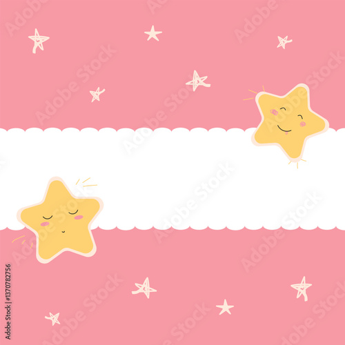 Cute star illustrations on a soft pink background creating a delightful and whimsical atmosphere, twinkle twinle little star background