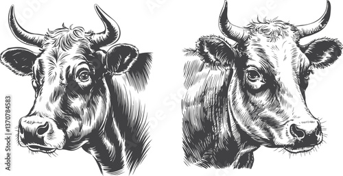 Cow Head Silhouette Vector Illustration for Logos for Branding website apps