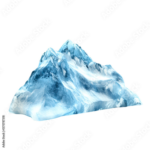 Frozen Mountain: A majestic mountain range, sculpted by the relentless forces of nature, draped in a shimmering blanket of pristine snow and ice.