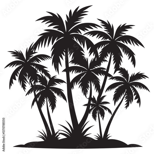 tropical palm trees icon,tropical palm trees silhouette llustration on white background