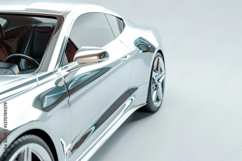 Detailed Color Picture of a Silver Car with a Silver Body and the Front End Detailed Color Picture of a Silver Car with a Silver Body and the Front End