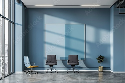 Detailed Image of Free 3D Text Mockup on Wall Office Room