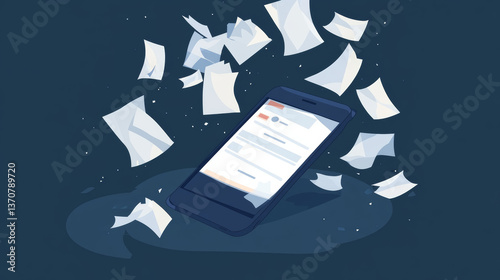 Wallpaper Mural 3d pay money with mobile phone banking e billing concept. Easy bill payment transaction on the smartphone. Mobile 3d in hand with financial paper. 3d e bill bank payment vector icon illustration Torontodigital.ca