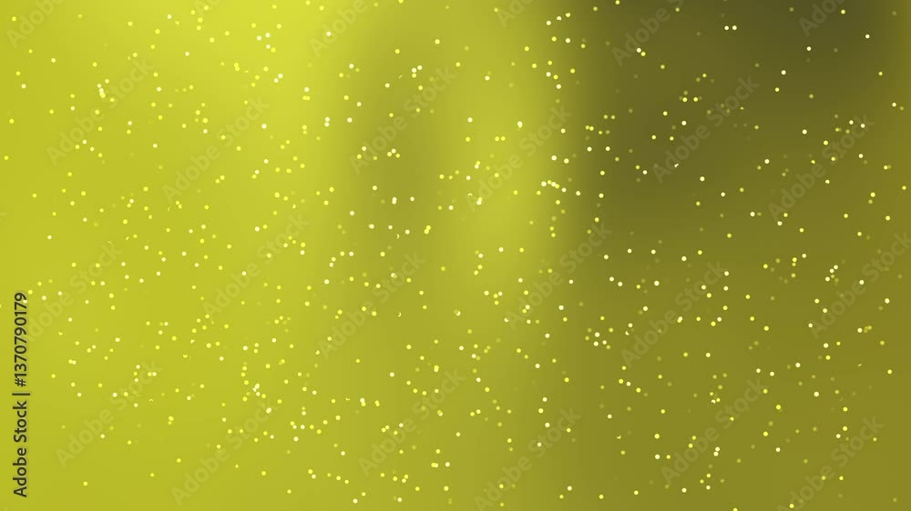 Gold particles shimmer on a blurry green and yellow background with white dots. Gold particles shimmer on a blurry green and yellow background with white dots.
