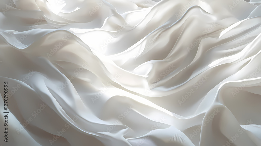Fototapeta premium A symphony of light and shadow plays across the delicate folds of cascading white fabric, creating a mesmerizing illusion of ethereal weightlessness. Delicate Illusion. Illustration