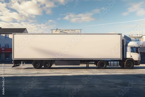 Vibrant Color Visual of Car Trailer with Billboard Mockup